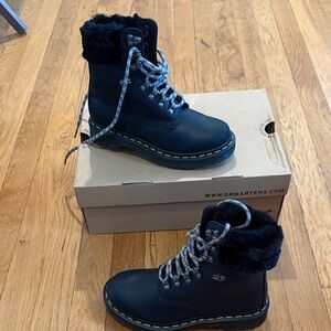 Dr. Martens Black Women's Fur-Lined Combat Boots